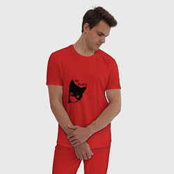 Пижама хлопковая мужская Кот в маске, цвет: красный — фото 2