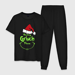 Пижама хлопковая мужская Resting Grinch Face, цвет: черный