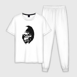 Пижама хлопковая мужская Angry Monkey Cotton Theme, цвет: белый