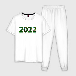 Пижама хлопковая мужская 2022 Еловые цифры, цвет: белый
