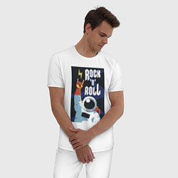 Пижама хлопковая мужская Space Rocknroll, цвет: белый — фото 2