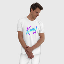 Пижама хлопковая мужская КИЗАРУ НЕОН ЛОГО KIZARU NEON LOGO, цвет: белый — фото 2