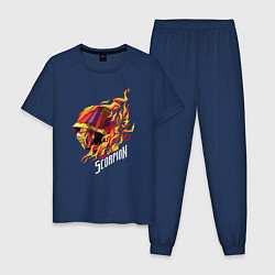 Пижама хлопковая мужская Скорпион Мортал Комбат, цвет: тёмно-синий