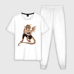 Пижама хлопковая мужская Летучая кульная чувиха, цвет: белый