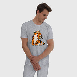 Пижама хлопковая мужская Смешной тигренок, цвет: меланж — фото 2
