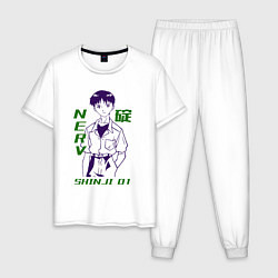 Пижама хлопковая мужская Синдзи Юнит 01, цвет: белый
