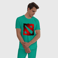 Пижама хлопковая мужская ЧЁРНО КРАСНОЕ ЛОГО ДОТА 2 DOTA 2 LOGO, цвет: зеленый — фото 2