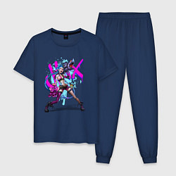 Пижама хлопковая мужская LOL JINX БРЫЗГИ КРАСОК, цвет: тёмно-синий