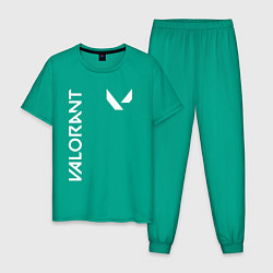 Пижама хлопковая мужская Valorant - Logo, цвет: зеленый