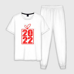 Пижама хлопковая мужская Лучший подарок 2022, цвет: белый