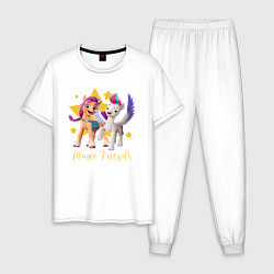 Пижама хлопковая мужская Magic Pony Friends, цвет: белый