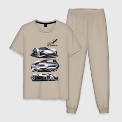 Пижама хлопковая мужская Audi motorsport concept sketch, цвет: миндальный