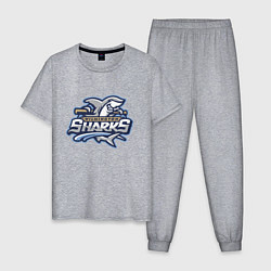 Пижама хлопковая мужская Wilmington sharks -baseball team, цвет: меланж