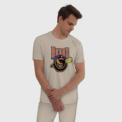Пижама хлопковая мужская Yakima Bears - baseball team, цвет: миндальный — фото 2
