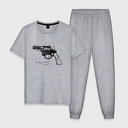 Пижама хлопковая мужская Andy Warhol revolver sketch, цвет: меланж