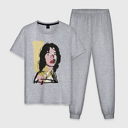 Пижама хлопковая мужская Andy Warhol - Mick Jagger pop art, цвет: меланж