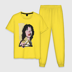 Пижама хлопковая мужская Andy Warhol - Mick Jagger pop art, цвет: желтый