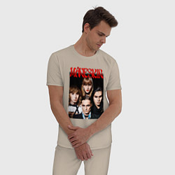 Пижама хлопковая мужская MANESKIN POSTER СОСТАВ, цвет: миндальный — фото 2