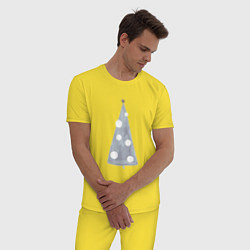 Пижама хлопковая мужская Стильная елка Акварель, цвет: желтый — фото 2