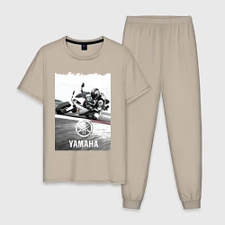Пижама хлопковая мужская YAMAHA на вираже, цвет: миндальный