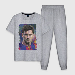 Пижама хлопковая мужская Lionel Messi - striker, Barcelona, цвет: меланж