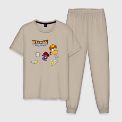 Пижама хлопковая мужская Rayman Legends, Рэйман, цвет: миндальный