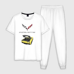 Пижама хлопковая мужская Chevrolet Corvette - этим всё сказано!, цвет: белый