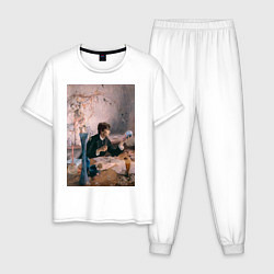 Пижама хлопковая мужская Тимоти Шаламе картина художник, цвет: белый