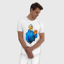 Пижама хлопковая мужская Крутой Скилет АРТ, цвет: белый — фото 2