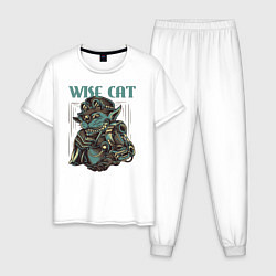 Мужская пижама Мудрый кот стимпанк