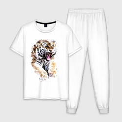 Пижама хлопковая мужская Независимая тигрица, цвет: белый