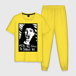 Пижама хлопковая мужская We Are All Going to Die, цвет: желтый