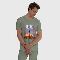Пижама хлопковая мужская JINX HERE WAS ARCANE LEAGUE OF LEGENDS ДЖИНКС, цвет: авокадо — фото 2