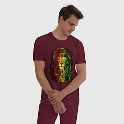 Пижама хлопковая мужская Jam lioN, цвет: меланж-бордовый — фото 2