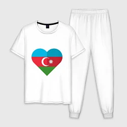 Пижама хлопковая мужская Сердце Азербайджана, цвет: белый