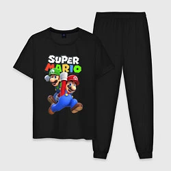 Пижама хлопковая мужская Луиджи и Марио, цвет: черный