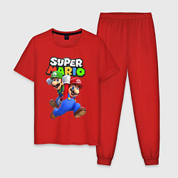 Пижама хлопковая мужская Луиджи и Марио, цвет: красный