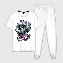 Пижама хлопковая мужская Art skull 2022, цвет: белый