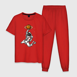 Пижама хлопковая мужская Космический баскетболист, цвет: красный