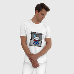 Пижама хлопковая мужская Romero B Cat, цвет: белый — фото 2