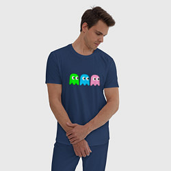 Пижама хлопковая мужская Pac man - play Для двоих, цвет: тёмно-синий — фото 2