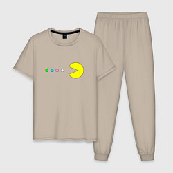 Пижама хлопковая мужская Pac - man Для пары, цвет: миндальный