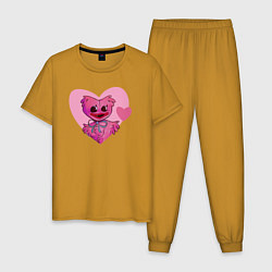 Пижама хлопковая мужская Кисси Мисси в сердце, цвет: горчичный