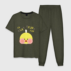 Пижама хлопковая мужская Лалафанфан уточка, цвет: меланж-хаки