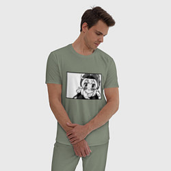 Пижама хлопковая мужская Кли глазки ангела Геншин Импакт, цвет: авокадо — фото 2