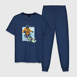 Пижама хлопковая мужская Арт Сноубордиста!, цвет: тёмно-синий