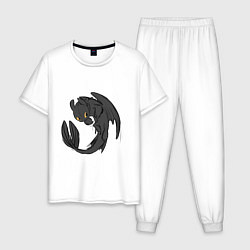 Пижама хлопковая мужская Игривый беззубик, цвет: белый