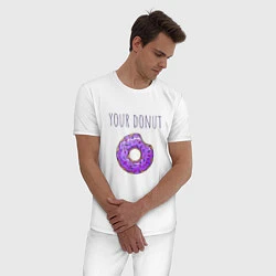 Пижама хлопковая мужская Твой пончик, цвет: белый — фото 2
