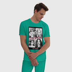 Пижама хлопковая мужская Blackpink K-pop, цвет: зеленый — фото 2