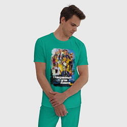 Пижама хлопковая мужская Грандиозный угон машин GTA, цвет: зеленый — фото 2